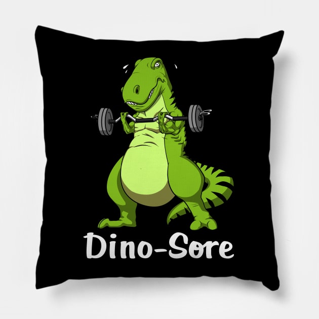 T-Rex Dinosaur Fitness Gym Dino-Sore Pillow by underheaven