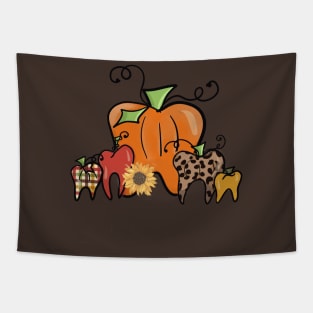 Pumpkin dental teeth tooth fall design Tapestry