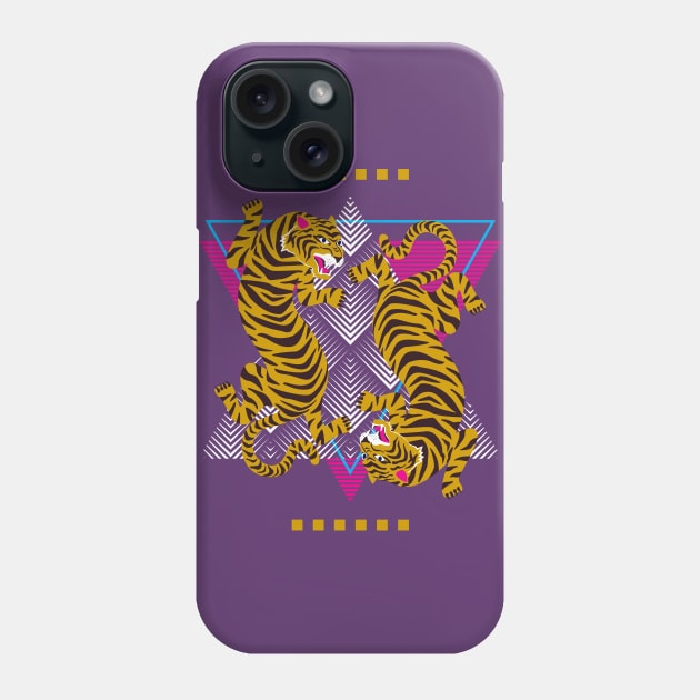 Double Tiger Funky Background Phone Case by machmigo