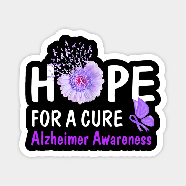 Hope For A Cure Alzheimer's Awareness Flower Gift Magnet by jordanfaulkner02