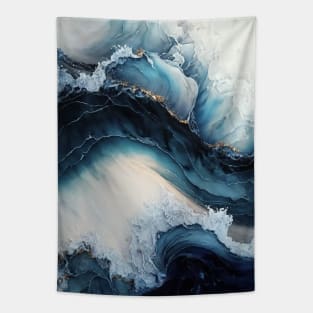 Wild Blue Waves - Abstract Alcohol Ink Resin Art Tapestry