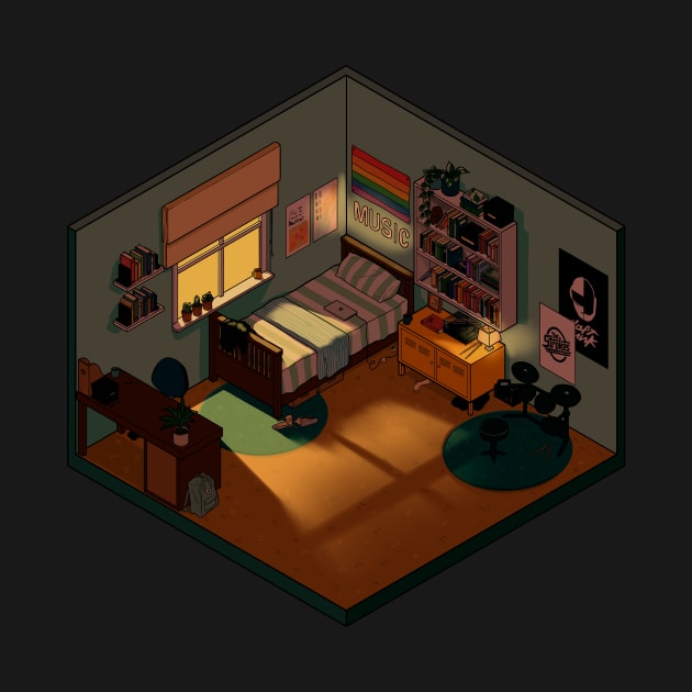 Charlie Spring - Heartstopper - isometric bedroom by daddymactinus