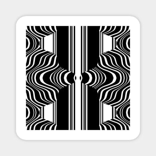 Black White Stripes and waves Magnet