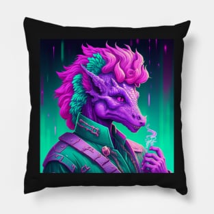 Vapor Wave Dragon Pillow