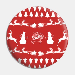 Christmas patterns snow man and tree Santa Claus Pin