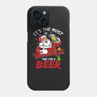 santa claus drinking beer wonderful time Phone Case