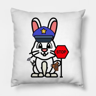 Funny white rabbit is a policeman Pillow