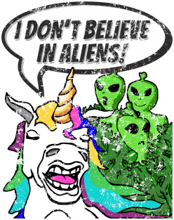 Funny Cute Unicorn Don't Believe In Green Aliens Magnet