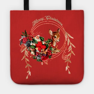 Funny Santa Claus with fawn Tote