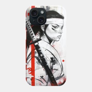 Black Ink Samurai Woman Phone Case