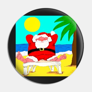 Santa On Holiday Pin