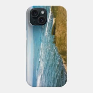 Seascape realistic illustration. Blue sky, waves Phone Case