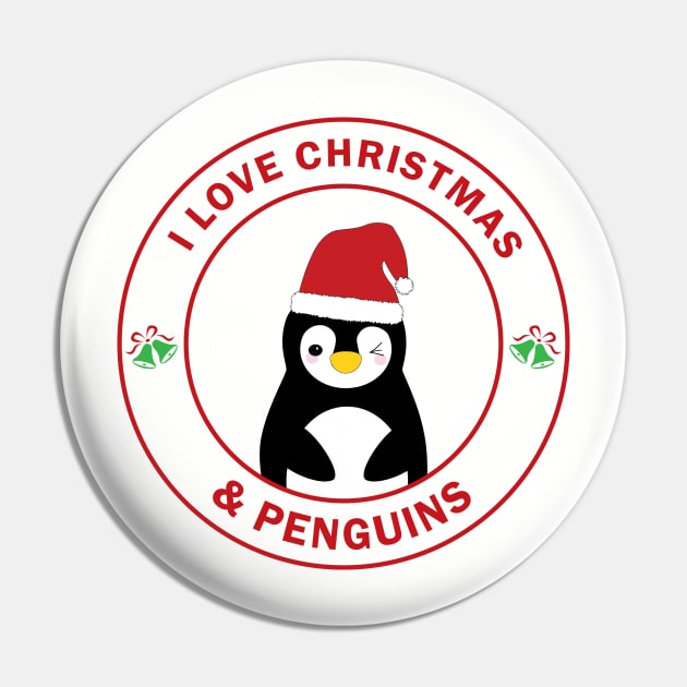 Christmas Penguin Pin by Mint Cloud Art Studio