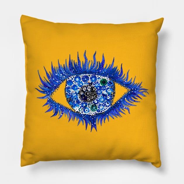 Third eye. Petrykivka art. Eye amulet. UA folklore Pillow by Motanka