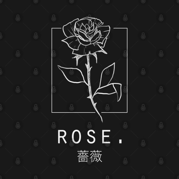 Rose "Bara" Japanese Flower Minimalist/Simple Design (Black) by Neroaida