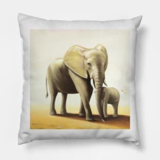 Elephant with baby taking a stroll Pillow