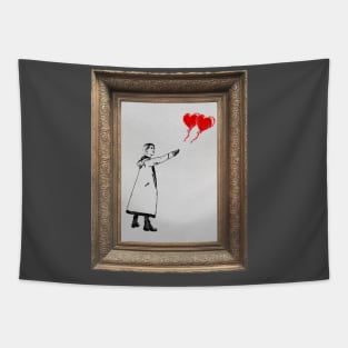 Doctor Who Balloon Girl (Banksy mashup - Framed version) Tapestry