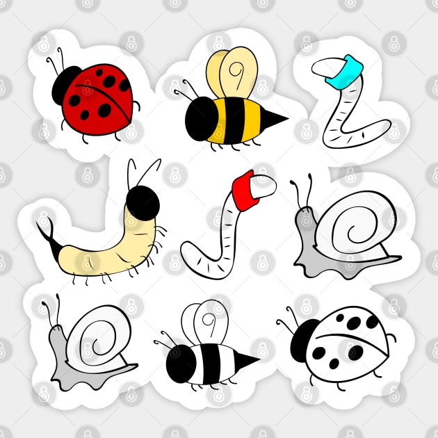worm and bee - Bugs - Sticker