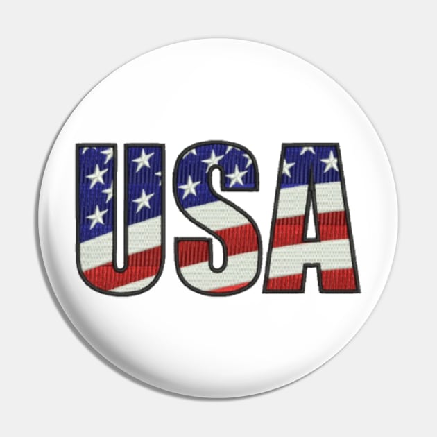 USA Embroidered Font Pin by anacarminda