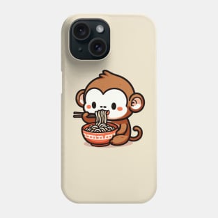 Kawaii monkey eat Ramen Phone Case