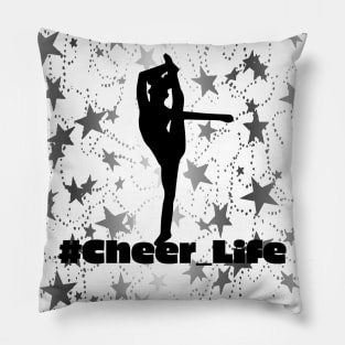 #cheer_Life Design with Silver Star Background Pillow