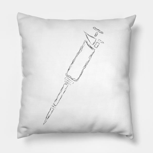 Pipette Hand Drawn Illustration Biology Gift Pillow by Harry Lee