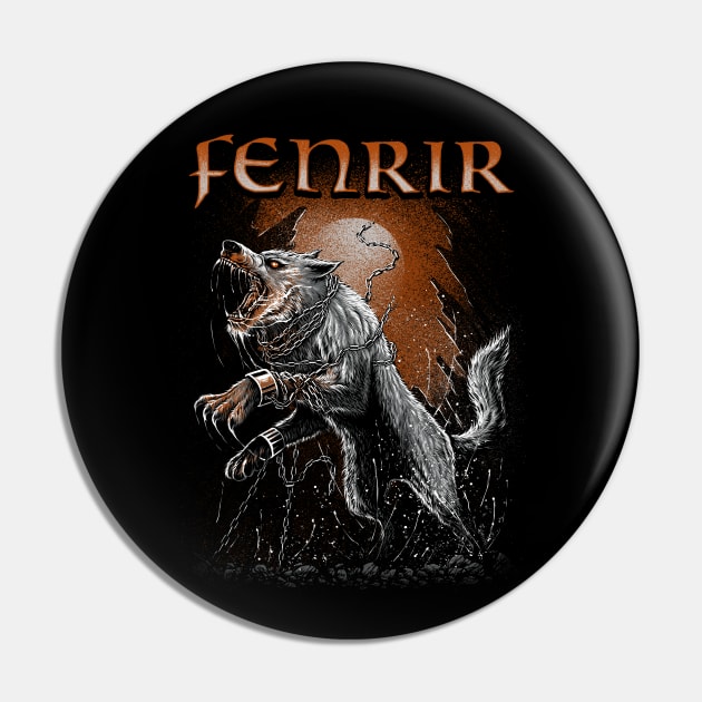 Fenrir Viking Wolf Scandinavian Norse Pagan Mythology Pin by Blue Pagan