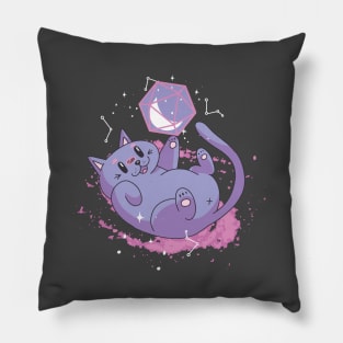 Space Cat With D20 Pillow