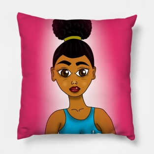 Cute brown skin girl digital art design Pillow