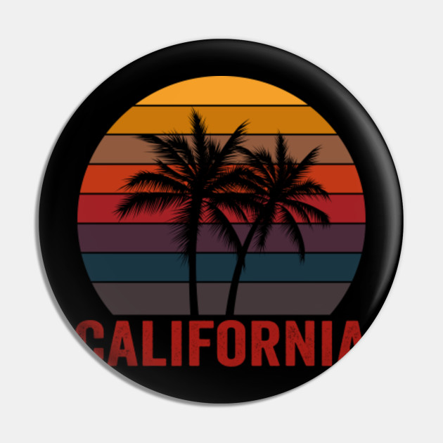 Download Retro Vintage California Sunset Beach Palm Tree Vacation Souvenir California Beach Pin Teepublic