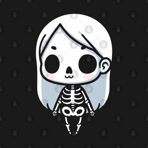 Kawaii Girl Ghost | Cute Skeleton Costume Design for Halloween | Cutesy Design by Nora Liak