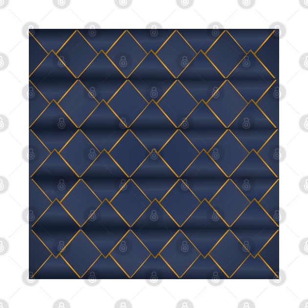 Golden triangular pattern on navy blue background filling the frame. by ikshvaku