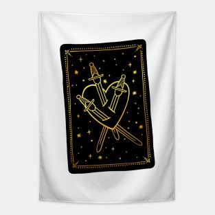 Three of Swords Tarot Gold Tapestry