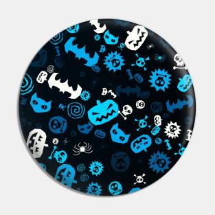 Halloween Pattern Art Design Blue and White Pin