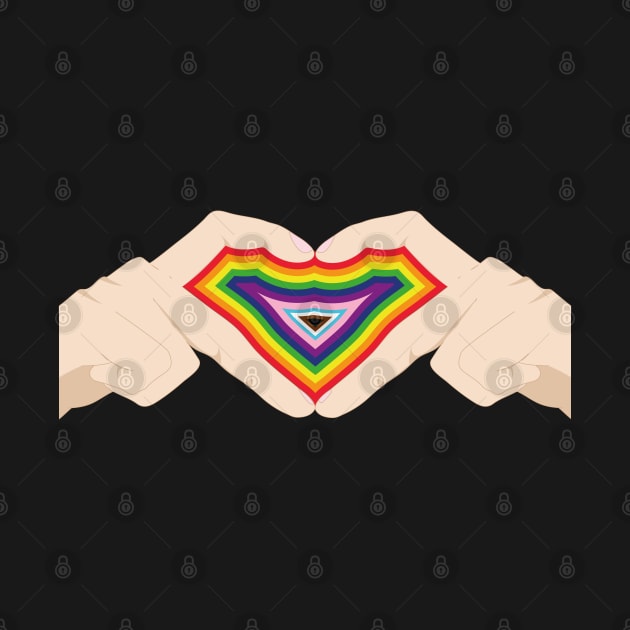 Heart Hands LGBT Pride Flag (White Skin) by gabyshiny