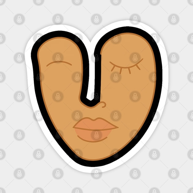 Abstract Minimal Face Art Modern Feminine Earth Tone Design Magnet by Anne Lee