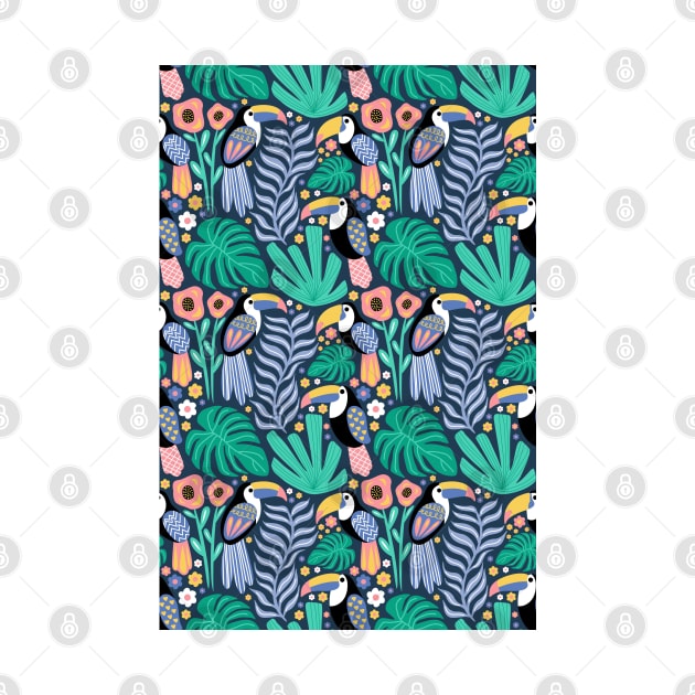 Toucan and Monstera - Pattern by Ravensdesign