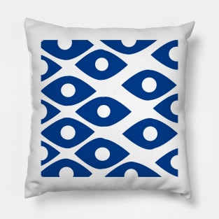 Blue and White Fish Eye Pattern Pillow