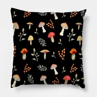 champignons and eucalyptus leaves Pillow