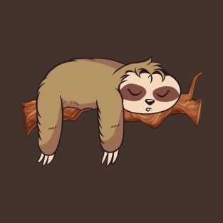 Sloth sleeping on a tree trunk T-Shirt