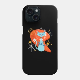 Atomic Funny Space Cat in Cosmic Mid Century Modern Vintage Style Phone Case