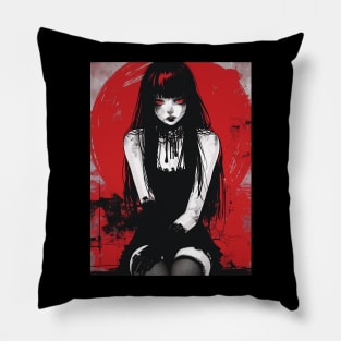 Gothic Anime Girl Dark Drawing Pillow