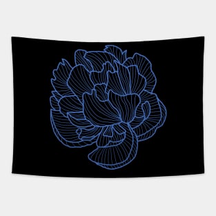 Peony line-art blue Tapestry