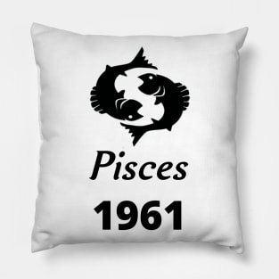 Black Zodiac Birthday Pisces 1961 Pillow