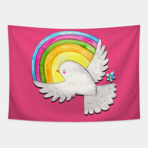 Rainbow Dove Tapestry by AlondraHanley