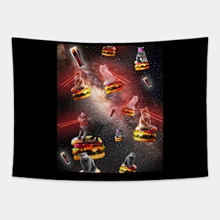 Galaxy Laser Cat, Space Burger Cheeseburger Cats Tapestry