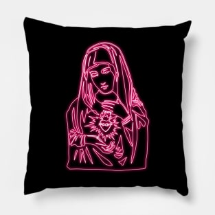 Pink Neon - Immaculate Heart of Mary Pillow