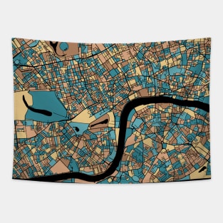 London Map Pattern in Mid Century Pastel Tapestry