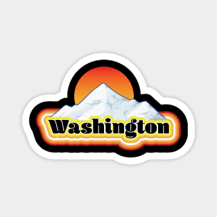 Retro Washington State Mountain Sun Magnet