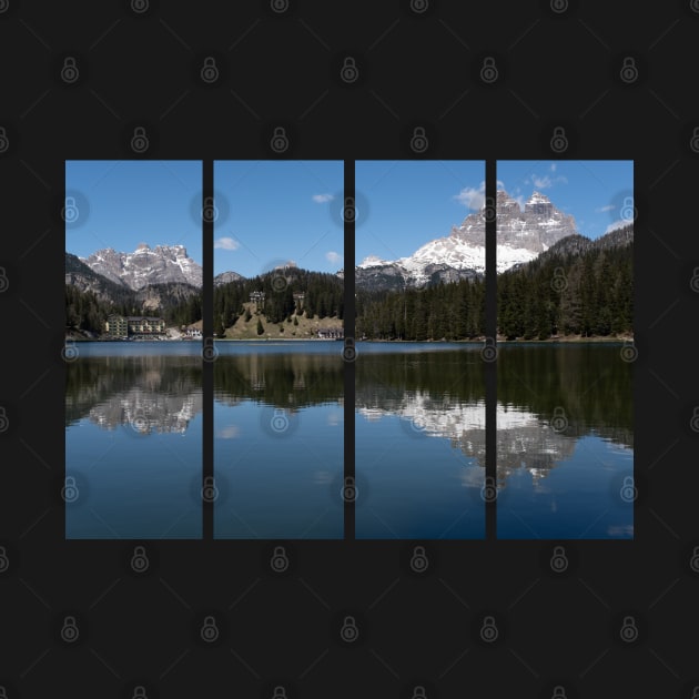 The fabulous alpine lake of Misurina in the Dolomites. Lovely and relaxing place in the Italian Alps. Reflections in the rippled water. Sunny spring day. by fabbroni-art